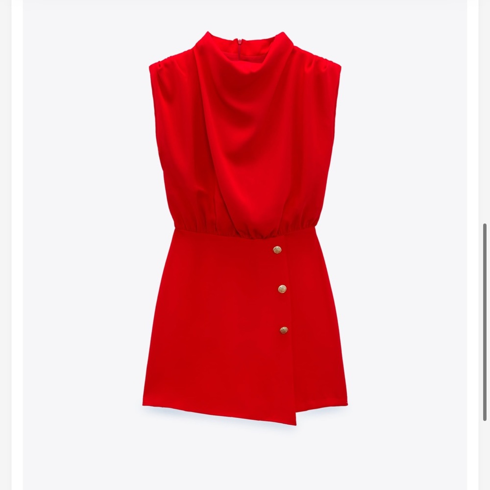 Zara Red High Neck Playsuit / Romper XS NWOT
